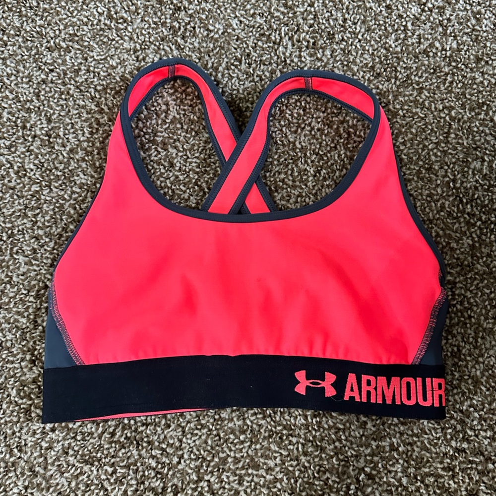 Neon pink sports bra